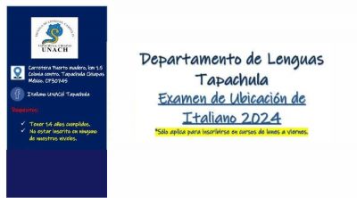 Examen de ubicación de Italiano 2024, Escuela de Lenguas Tapachula