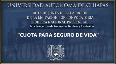 Acta de Apertura de Propuestas Técnicas y Económicas &quot;Cuota para Seguro de vida&quot;