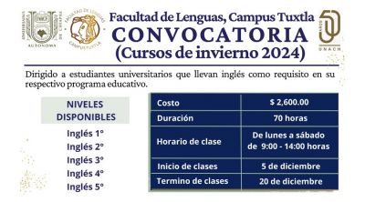 Convocatoria para cursos de inglés - Invierno 2024