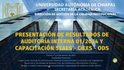 Presentación de Resultados de Auditoría Interna 01/2024 y Capacitación SEAES - CIEES - ODS