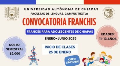 Francés para adolecentes enero - junio 2025. Facultad de Lenguas Tuxtla