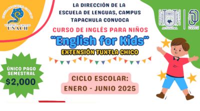 Curso de inglés para niños, Escuela de Lenguas Tapachula extensión Tuxtla Chico